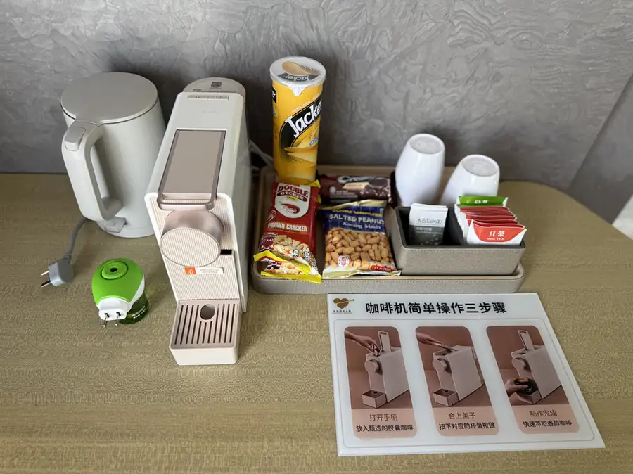 Welcome snacks and water bottles provided in-room at Cupid Resort, Semporna.